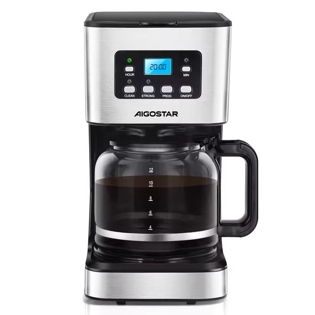 Imagen de la oferta: Aigostar Darcy X - Cafetera de Goteo con Temporizador Programable, 950W,1.5L(12 Tazas),Pantalla LCD, Filtro Reutilizable, Auto Apagado, Función Mantener Caliente. Función Auto Limpieza (Descalcificación)