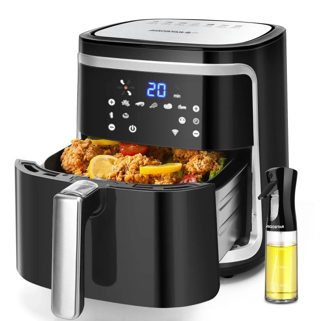 Imagen de la oferta: AIGOSTAR Freidora de Aire Electrónica - 8 L con Ventana de Visualización, Calentamiento De Doble Elemento, 10 Funciones Preestablecidas, 2000W