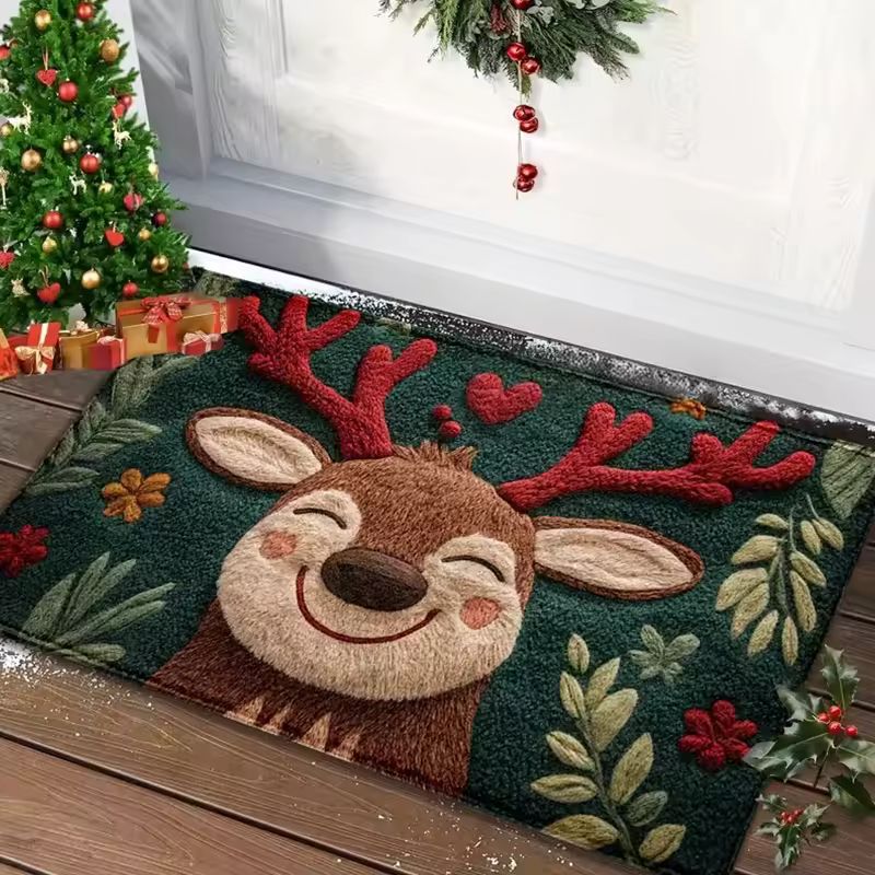 Imagen de: Alfombra navideña para puerta, Papá Noel rojo, exterior e interior, alfombra de hombre de jengibre, Año Nuevo 2026, Feliz Navidad, decoración del hogar, alfombrilla para pies