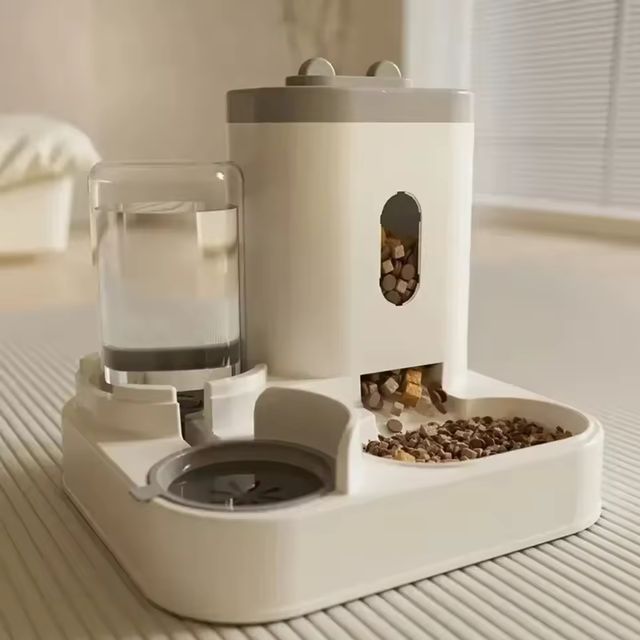 Imagen de la oferta: Alimentador automático, cuenco de comida para perros y gatos con fuente de agua, dispensador de almacenamiento de alimentos para mascotas de gran capacidad, contenedor, accesorios para cachorros y mascotas