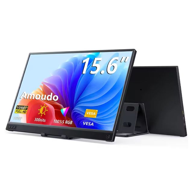 Imagen de la oferta: Amoudo-Monitor portátil de 15,6 pulgadas, pantalla extensible de 1920x1080P, Panel LCD IPS, soporte de orificio para bolígrafo, VESA USBC Mini HDMI, pantalla móvil