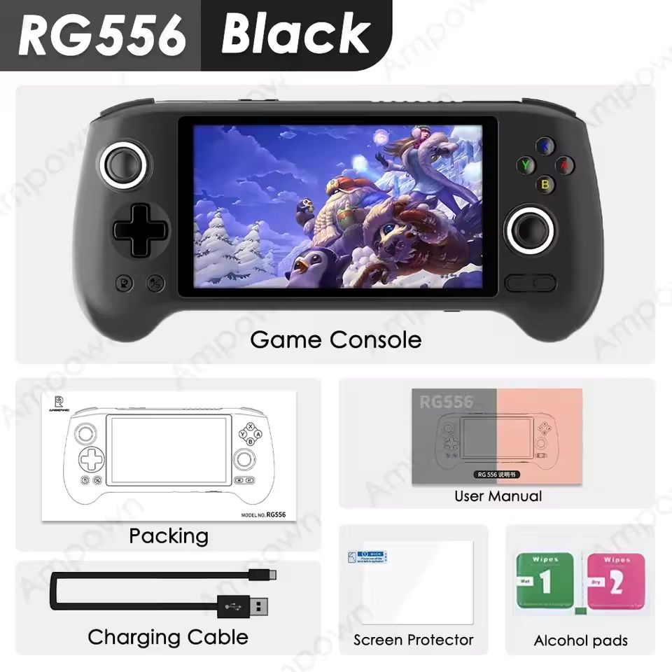 Imagen de: Consola de juegos portátil ANBERNIC RG556, pantalla AMOLED de 5,48 pulgadas, sistema Android, batería de 5500mAH, reproductor de videojuegos portátil Bluetooth5.0