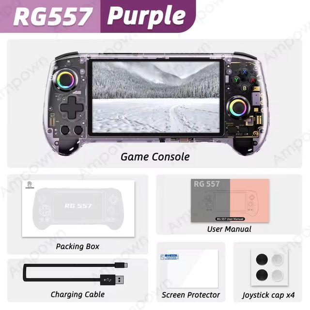 Imagen de la oferta: ANBERNIC-consola de juegos portátil RG557, procesador de dimensiones, pantalla AMOLED de 5,48 ", Joystick capacitivo Android14, ventilador de refrigeración de salida DP