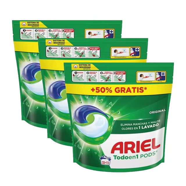 Imagen de la oferta: [Pack de 3] Ariel Detergente en Cápsulas Original 23+12 Dosis – Total 105 Lavados | Pods para Lavadora, Limpieza Profunda y Frescor Duradero