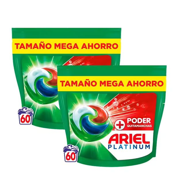 Imagen de la oferta: Ariel Platinum | Pack Todo En 1 Pods Extra Poder Quitamanchas, 120 Cápsulas De Detergente Líquido, Tamaño Mega Ahorro, Formato 2x60 Lavados