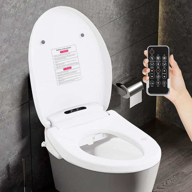 Imagen de la oferta: Asiento de cubierta de inodoro inteligente de 1300W, asiento de inodoro de bidé eléctrico, asientos de inodoro inteligentes calentados, control remoto y botones para inodoro doméstico
