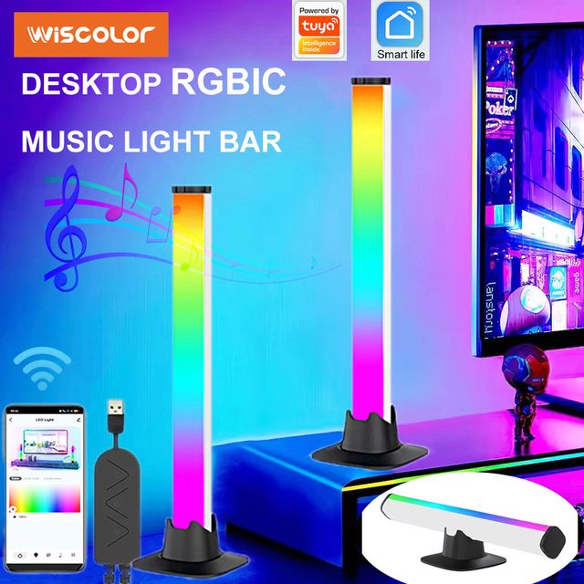 Imagen de la oferta: Barra de luz musical RGBIC, luces de ritmo, tira de luz de escritorio, Control por aplicación, lámpara de ambiente USB para videojuegos, dormitorio, retroiluminación de TV