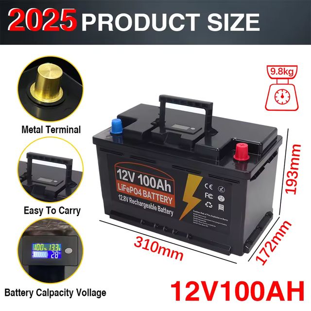 Imagen de la oferta: Batería LiFePO4 de 12V y 24V, 600Ah, 300Ah, 200Ah, 120AH, 100AH, paquete de celda de fosfato de hierro y litio BMS incorporado para carrito de Golf, libre de impuestos solares