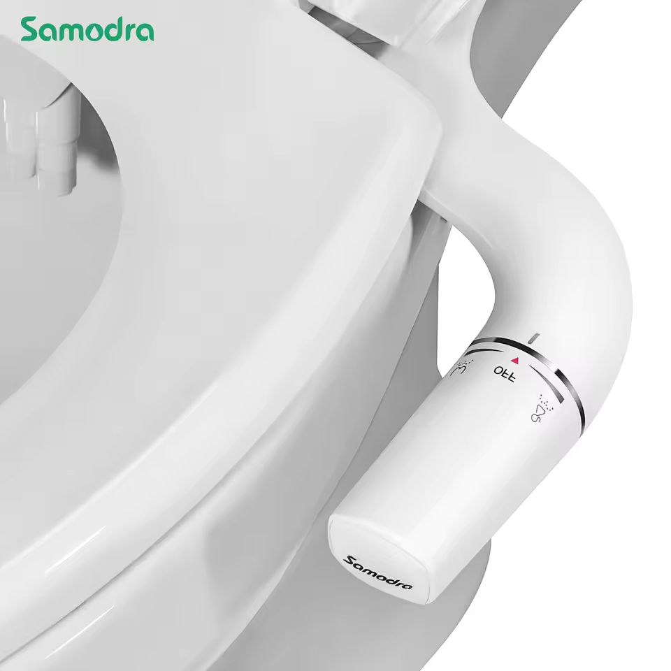 Imagen de: Samodra-rociador de bidé para mano derecha/izquierda, boquilla doble no eléctrica, asiento de inodoro, ducha higiénica para accesorios de baño