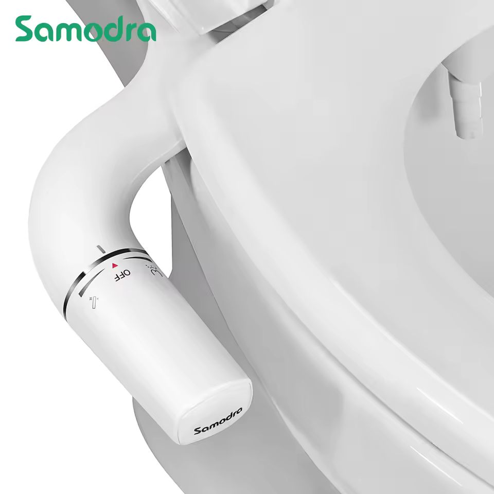 Imagen de: Bidet SAMODRA Ultra-Delgado, Bidet Minimalista para Inodoro con Doble Boquilla (Lavado Frontal y Trasero) Presión de Agua Ajustable, Attachment de Asiento para Inodoro con Agua Fresca, Fácil de Instalar