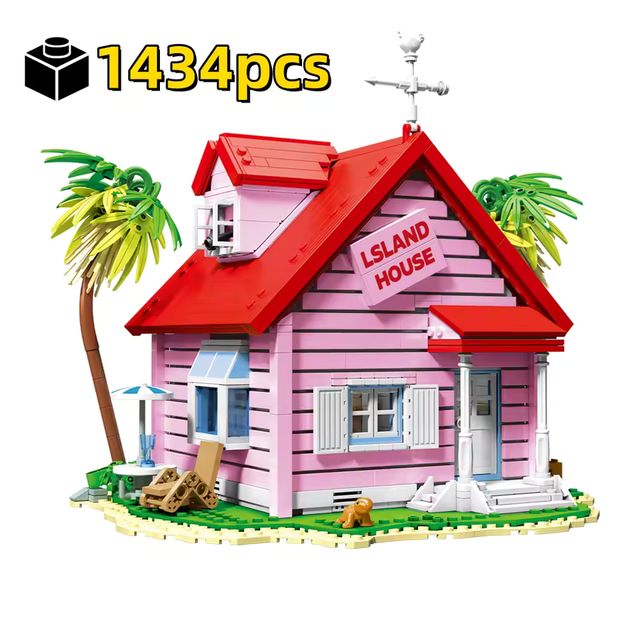Imagen de la oferta: Estilo de Anime 1434 Uds. Casa Tropical Master Roshi bloques de construcción Villa de madera cabina decoración creativa regalo