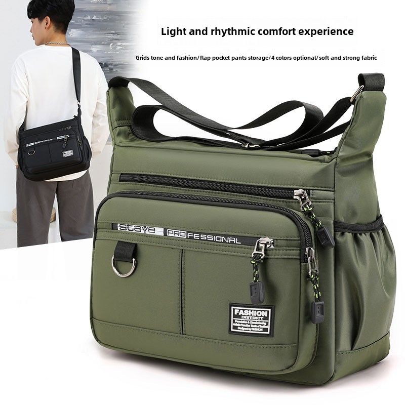 Imagen de: Bolso de hombro Oxford de diseño de gran capacidad para hombre, bandolera informal de lujo con bolsillo multicapa a la moda, bandolera de un solo hombro