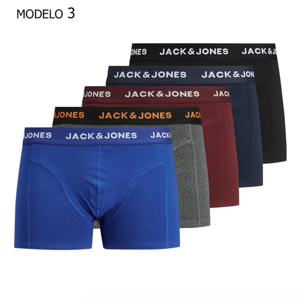 Imagen de: Jack & Jones Hombre Boxer Calzoncillos BOX Pack 5 unids Mod Trunks , composición 95% algodón y 5% elastano , Cintura Elástica