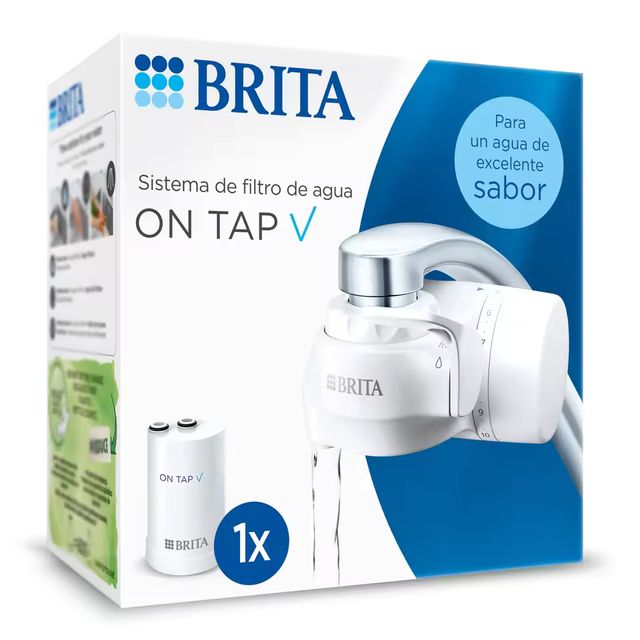 Imagen de la oferta: BRITA Sistema de Filtración On Tap V | Grifo con Filtro de Agua Incluye 1 Cartucho | Filtra hasta 600L | Elimina cloro, microplásticos y contaminantes | Conserva minerales | Instalación sin herramientas | Sin BPA | Diseño compacto
