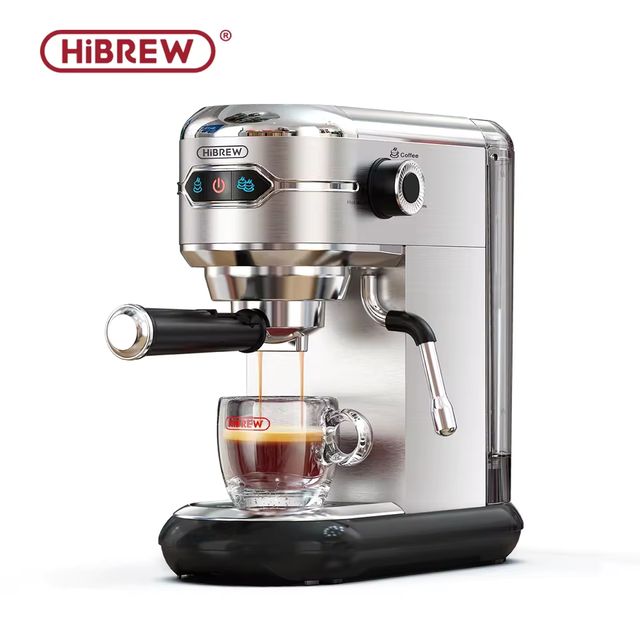 Imagen de la oferta: Cafetera HiBREW Cafetera 20 Bar Inox semiautomática súper delgada ESE POD y máquina de Espresso en polvo agua caliente H11