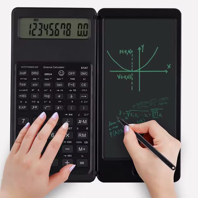 Imagen de la oferta: Calculadora científica plegable, pantalla grande Digital de 10 dígitos con tableta de escritura borrable, almohadilla de dibujo Digital, calculadora matemática