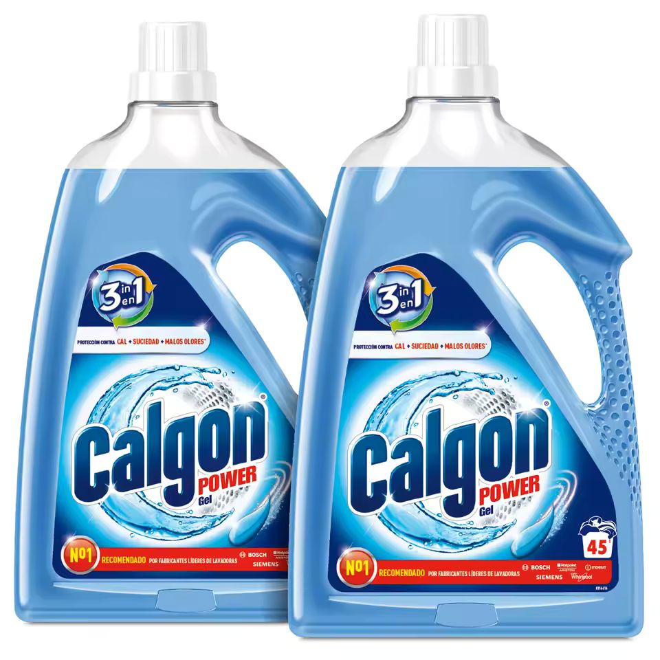 Imagen de: Calgon Power Gel - Antical para la Lavadora, Elimina Olores y Suciedad, en Formato Gel, 4,5L (90 dosis, 2x25 L)