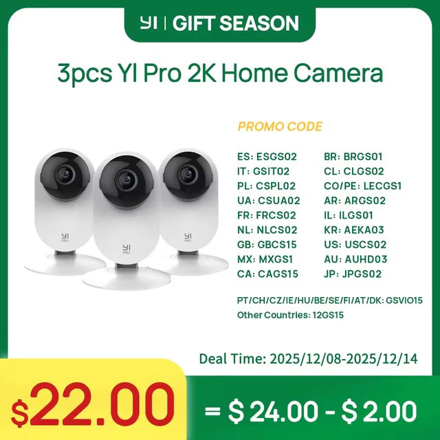 Imagen de la oferta: YI Pro 3 kits de pc 2K cámara doméstica Wi-Fi IP sistema inteligente de vigilancia de seguridad con visión nocturna Monitor de bebé en iOS, aplicación Android