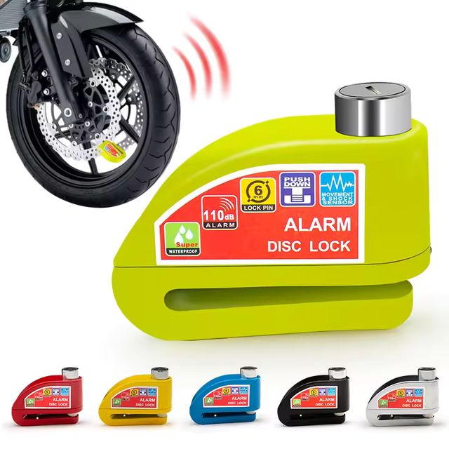 Imagen de la oferta: Candado de seguridad con alarma para bicicleta y motocicleta, candado de aleación de aluminio, recordatorio antirrobo, bolsa de bloqueo de cuerda, accesorios para motocicleta