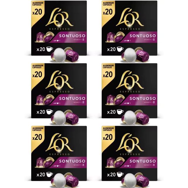 Imagen de la oferta: L'OR ESPRESSO café total 120 capsulas 20 cápsulas *6pack sontuoso-decafeinato ristretto -80u capsulas colombia andes-onyx