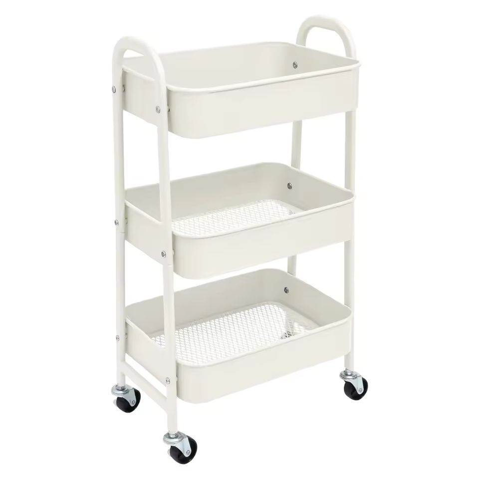 Imagen de: Carro de Almacenamiento Carrito Auxiliar con Ruedas Carro Cocina Carro Servicio Carrito Metalico con Ruedas 3 Niveles Carro Rodante Carro Organizador para Dormitorio Baño Oficina,Carrito de cocina o multiuso de tres niveles con rueda (FRUTA-001 1690 2090)