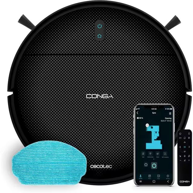 Imagen de la oferta: Cecotec Robot Aspirador con Navegación Giroscópica Conga 999 Map Genesis. Motor de Succión 2000Pa, 2 Cepillos Laterales, Mopa de Fregado, Autonomía 120 mins, Control con App y Mando
