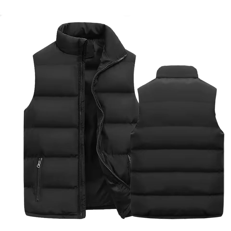 Imagen de: Chaleco para hombre, chaqueta cálida sin mangas, abrigo impermeable con cremallera para invierno, chaleco informal con cuello levantado para otoño, ropa de marca
