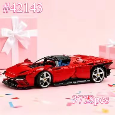Imagen de la oferta: Juego de bloques de construcción de modelo de coche de carreras rojo, juguetes de modelo de coche 1:8, compatibles con partículas Legoed, adecuados para regalos de navidad 42143