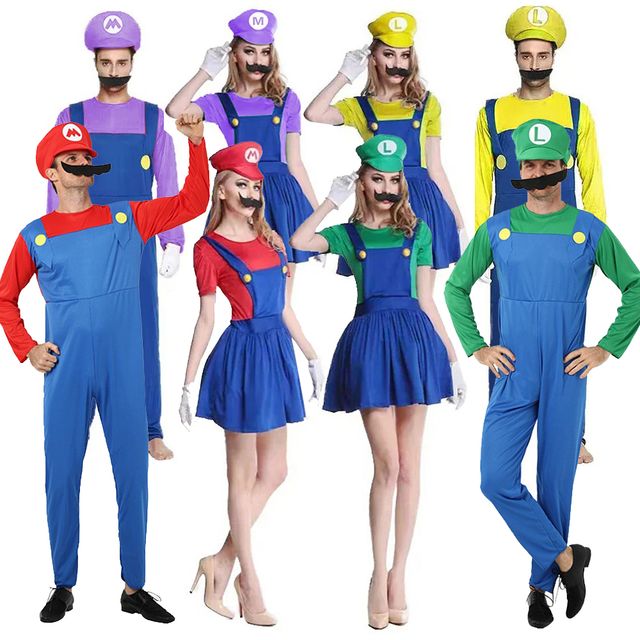 Imagen de la oferta: Juego Marios Super Luigi hermanos uniforme conjunto disfraces Cosplay Anime divertido adultos hombres mono mujer vestido disfraz de Halloween