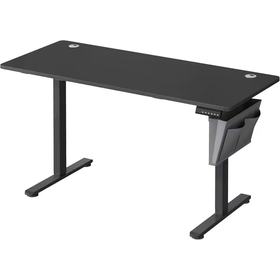 Imagen de: SONGMICS Escritorio Eléctrico, Regulable en Altura, 60 x 140 x (72-120) cm, 4 Alturas de Memoria, Bolsillo de Almacenamiento, para Oficina en Casa, Estudio, Negro Tinta/Marrón Rústico y Negro Tinta/Blanco Nube