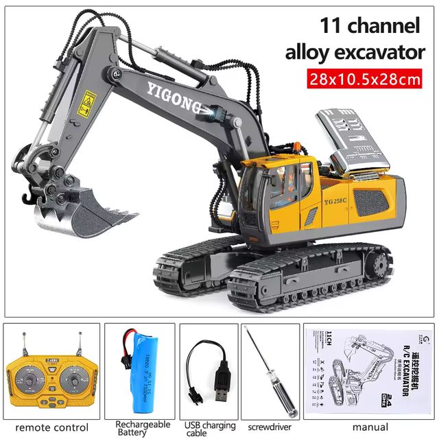 Imagen de la oferta: Excavadora RC 1:20 camión de Control remoto 2,4G RC vehículo de ingeniería sobre orugas camión Radio Control regalos de Navidad para el Día de los niños