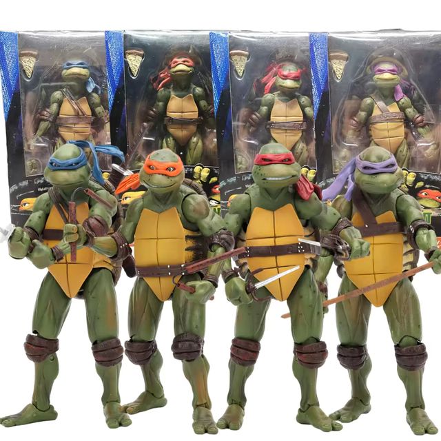Imagen de la oferta: NECA Tortugas Ninja mutantes adolescentes TMNT Leonardo Raphael Donatello figura de acción modelo tortuga Ninja película Anime KidsToy muñeca regalo