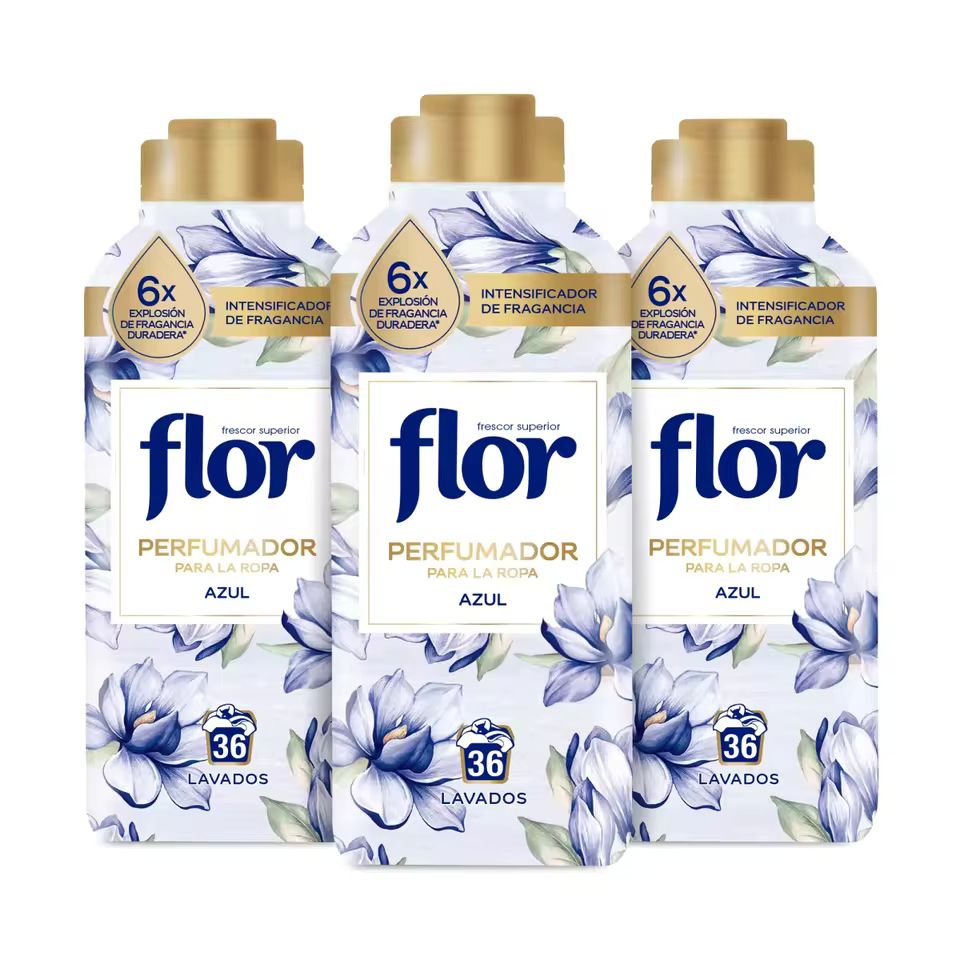 Imagen de: Flor Perfumador Para la Ropa Fragancia Azul, Rosa, Lavanda o Nenuco 3x 720ml, Disolución Perfecta, Elegante