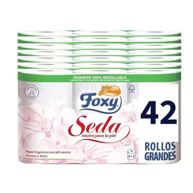 Imagen de la oferta: FOXY Seda 42 rollos, 3 capas, papel higiénico (7 pack x 6 rollos), PH neutro
