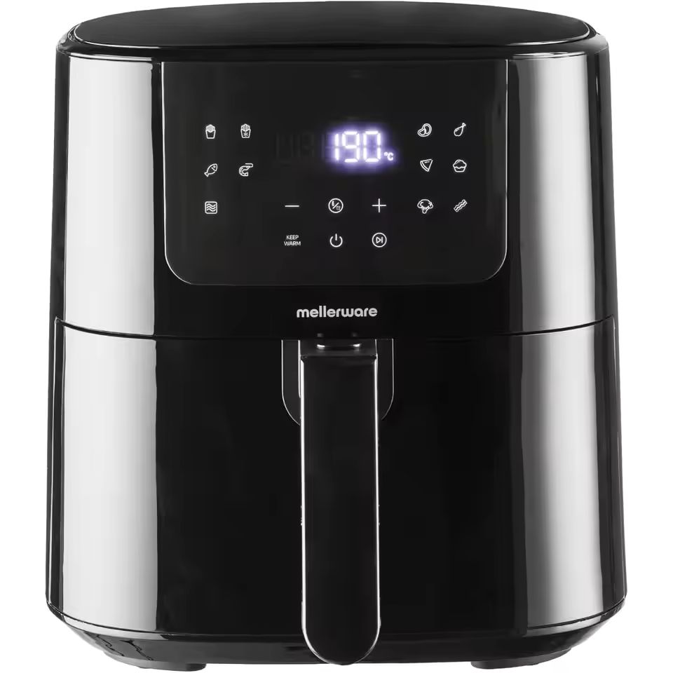 Imagen de: Mellerware - Freidora sin aceite Crunchy Plus 5.5L 1500W | 11 Menús Predefinidos | Capacidad para 3-5 raciones | Temporizador Programable | Pantalla para controlar la temperatura | Air Fryer 80-200º