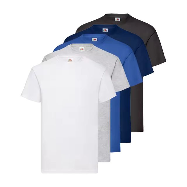 Imagen de la oferta: Fruit Of The Loom Pack 5 Camisetas FRUIT OF THE LOOM ORIGINAL, Algodón Peinado, Tacto Suave, Cuello Redondo