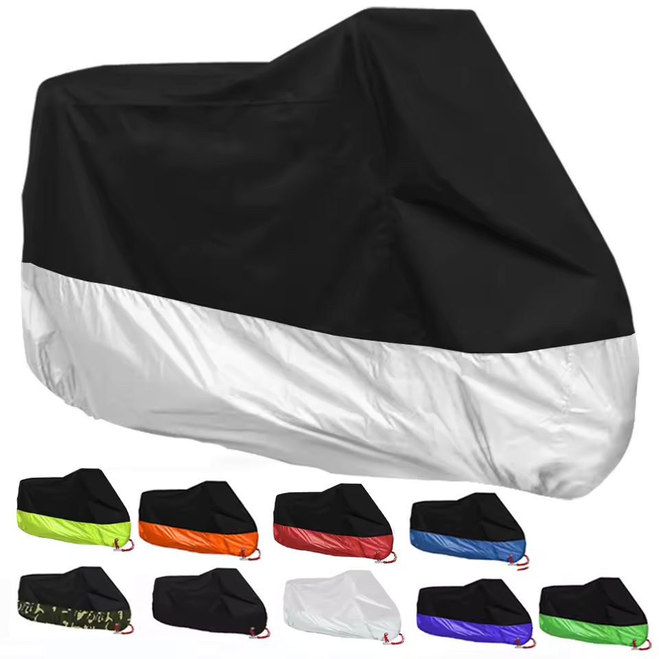 Imagen de: 190T diseño negro azul cubiertas impermeables para motocicleta motores polvo lluvia nieve cubierta protectora UV interior exterior M L XL XXL XXXL 4XL