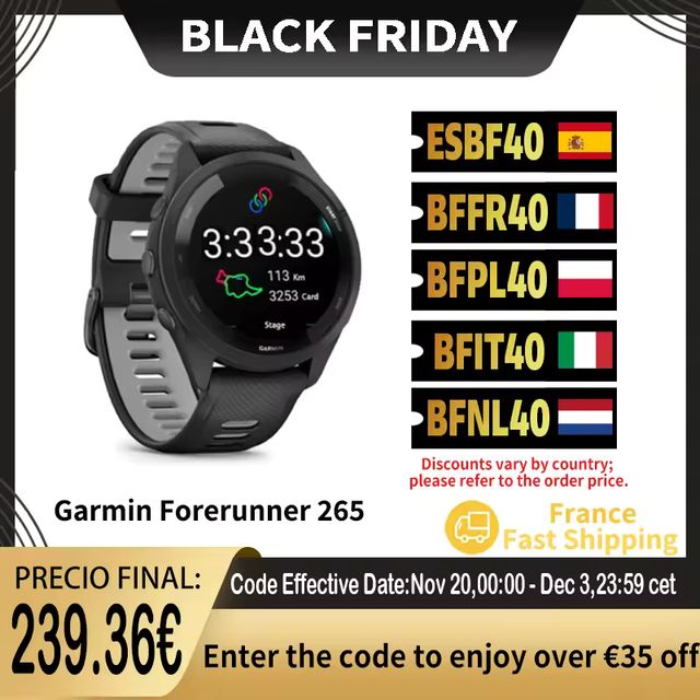 Imagen de la oferta: Reloj deportivo Garmin Forerunner 265 GPS para exteriores correr Fitness maratón natación ritmo cardíaco chino oxígeno en sangre reloj inteligente