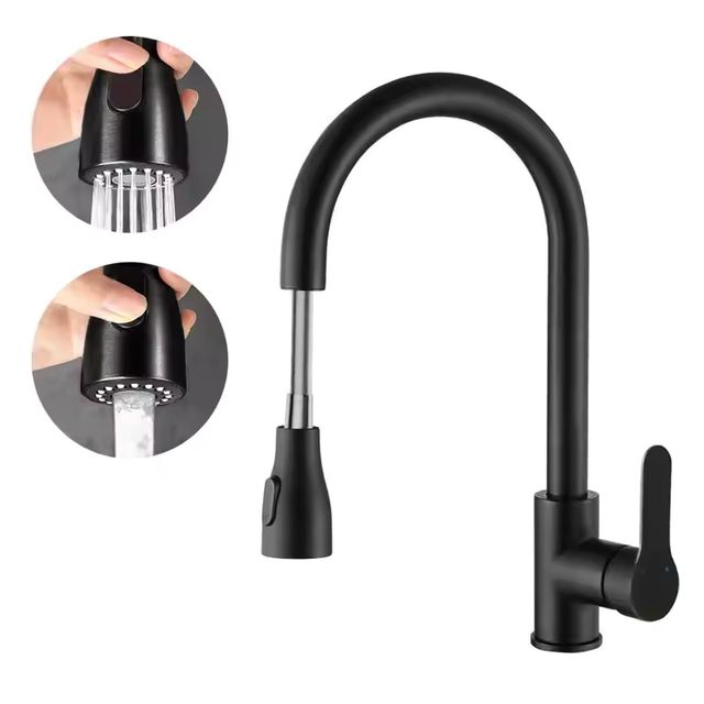 Imagen de la oferta: Acero inoxidable moderno 360 ° Grifo telescópico giratorio para fregadero de cocina, grifo para lavabo de baño, duradero, fácil de instalar, elegante para el hogar