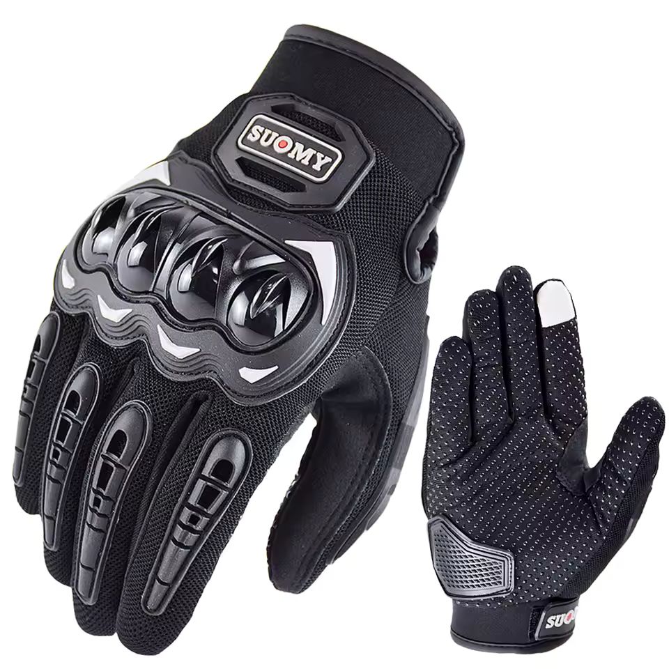 Imagen de: SUOMY Guantes de moto de carreras con dedos completos transpirables, guantes antideslizantes y elegantes de calidad, talla grande XXL, color negro