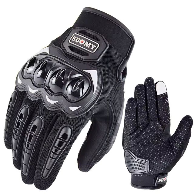 Imagen de la oferta: SUOMY Guantes de moto de carreras con dedos completos transpirables, guantes antideslizantes y elegantes de calidad, talla grande XXL, color negro