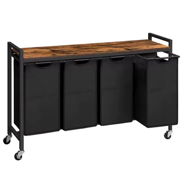 Imagen de la oferta: HOOBRO Clasificador de ropa con ruedas Cesto para la ropa con ruedas de 4 secciones, Cesto para la ropa con ruedas de 4 × 10,5 gal (40 L)