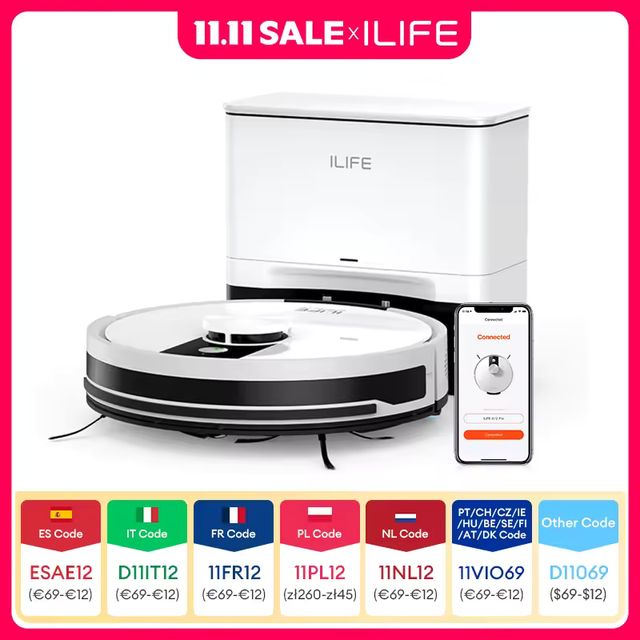 Imagen de la oferta: ILIFE A12 Pro Robot aspirador y trapeador combinado, navegación LIDAR, autocolección de polvo, succión de 3000 Pa, aplicación/control remoto
