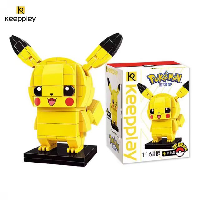 Imagen de la oferta: Keeppley-bloques de construcción ensamblados con cabeza de ladrillo, serie Pokémon, juguetes para niño y niña, Pikachu, Ibrahimovic, Panda, pato, Bulbasaur, modelo regalo