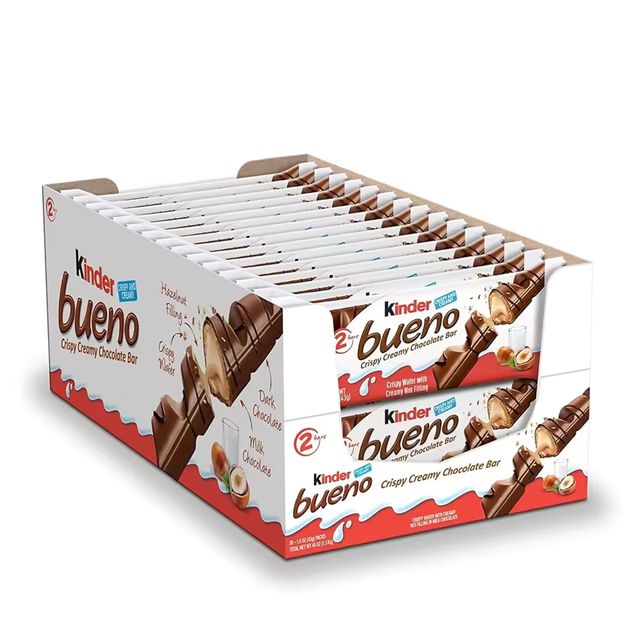 Imagen de la oferta: Kinder Bueno Chocolate con leche y crema de avellanas1caja de 30*43g,total 60 barras de chocolate Kinder Bueno White ,Caja de 30 unidades,60 Barritas de Chocolate Blanco