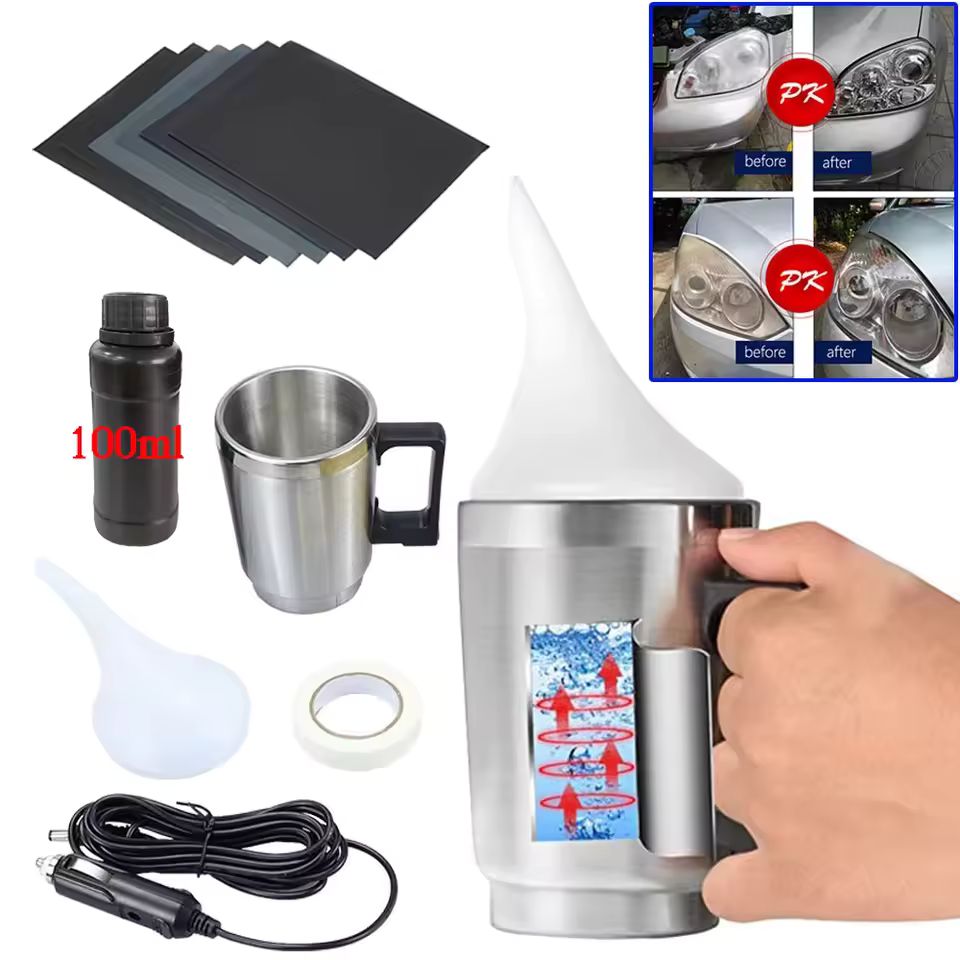 Imagen de: Kit de pulido de faros de coche, Kit de limpieza de reparación de renovación de faros de polímero líquido para restauración de faros, herramienta para automóvil, 100ML