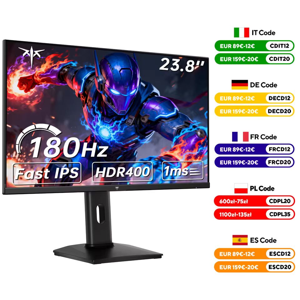 Imagen de: Monitor para juegos KTC de 24 pulgadas 180 Hz - Monitores de computadora 2K 1440P, monitor IPS rápido con HDR 400, sincronización adaptable, hasta 185 Hz H24T7