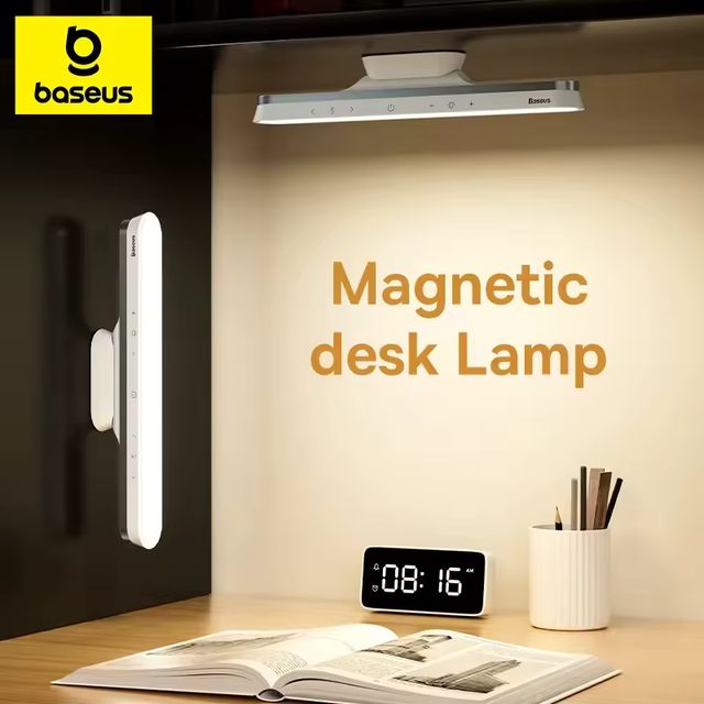 Imagen de la oferta: Lámpara de escritorio Baseus, luz colgante magnética, lámpara de mesa LED, recargable, atenuación continua, luz nocturna para armario, lámpara de armario