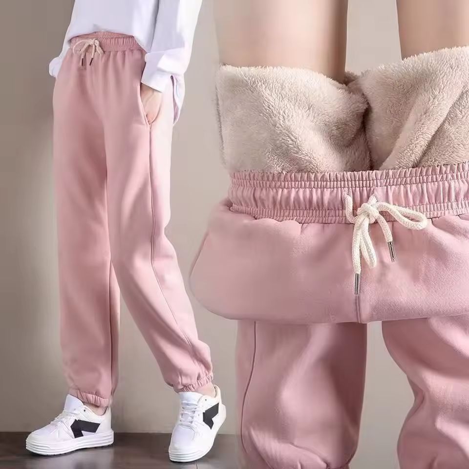 Imagen de: Mallas cálidas de lana para mujer, pantalones gruesos de talla grande, pantalones largos gruesos, Leggings casuales de Color sólido, moda de invierno