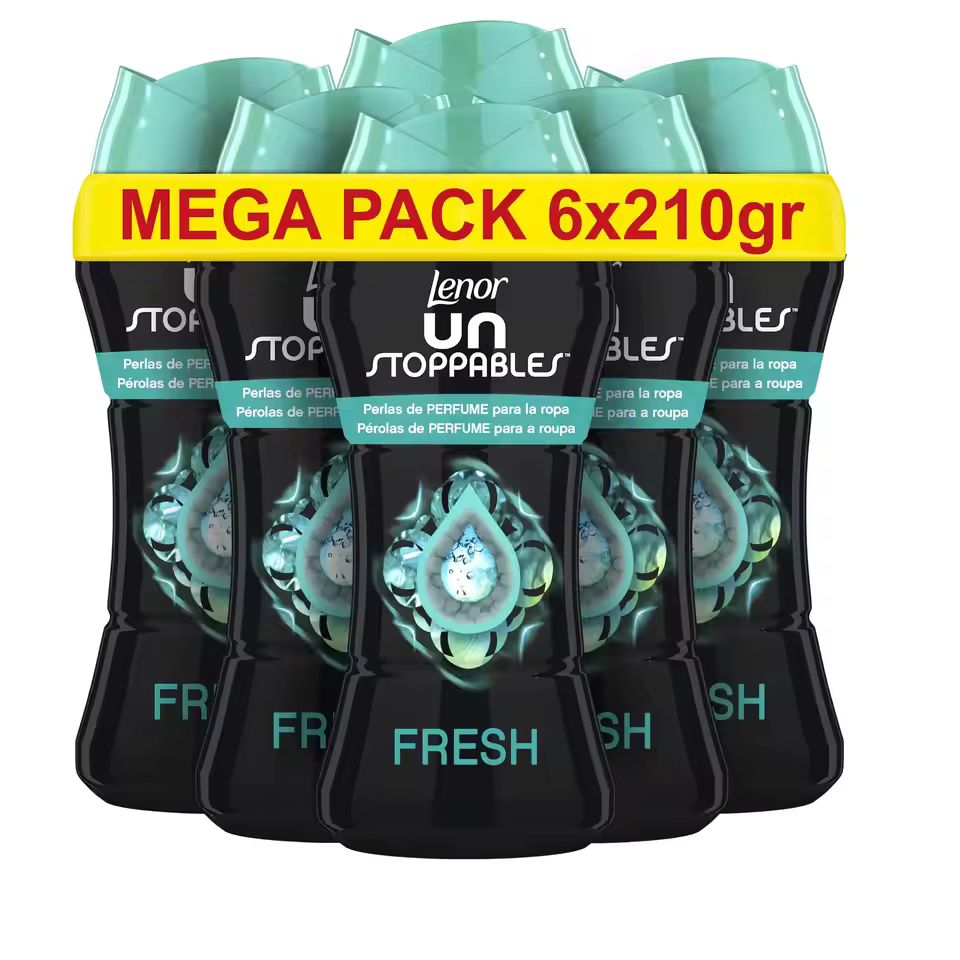 Imagen de: Lenor Unstoppables Perlas Suavizante de Perfume para la Ropa, 93 Lavados (6 X 210 G), Potenciador de Frescor para el Lavado, Fragancia Fresca